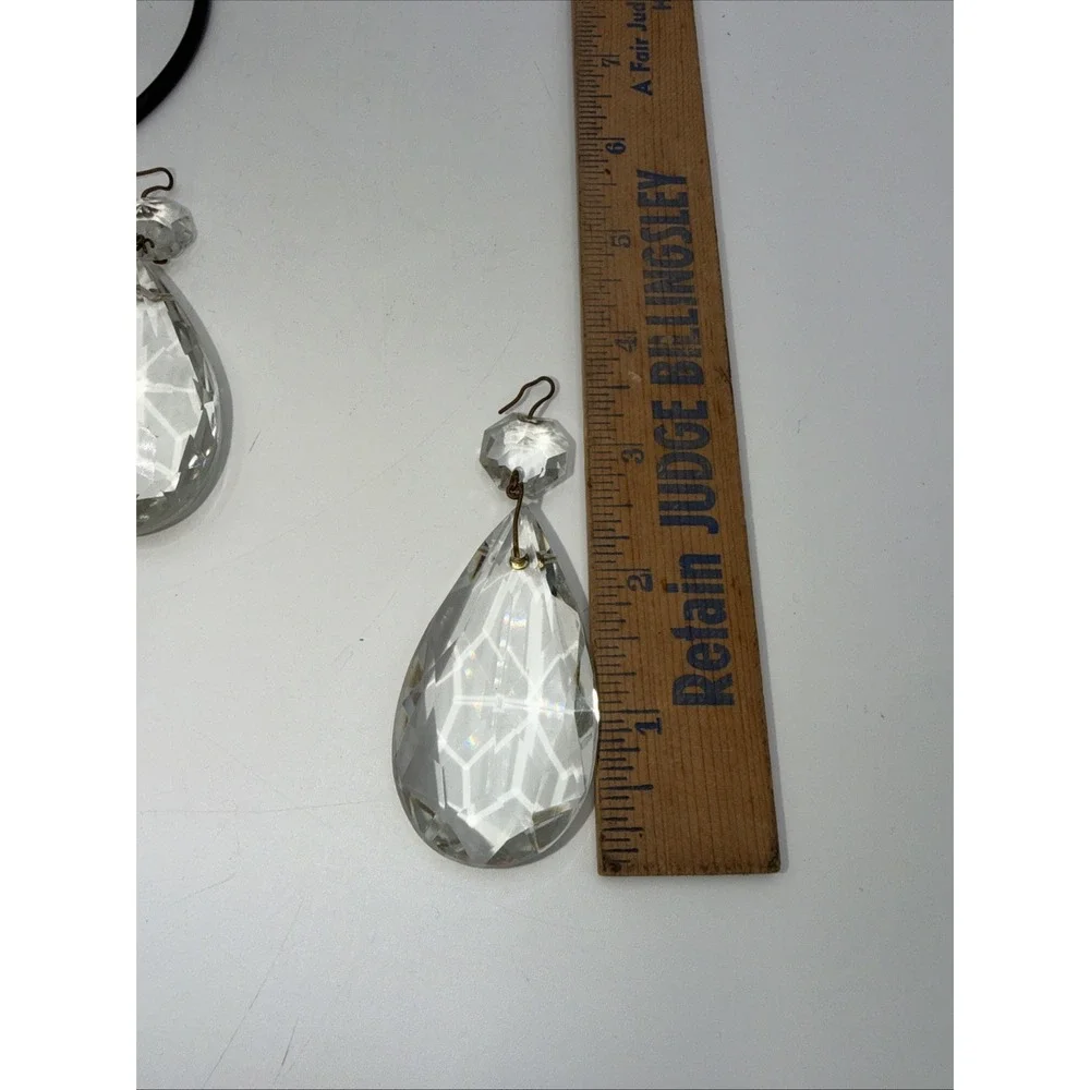 Lot Of 5 Vintage Teardrop Chunky Pear Crystal Chandelier Faceted Prisms